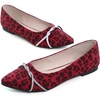 image:imageHee grand Pointed Toe Ballet Flats for Women Suede Rhinestones Chains Black Dress Shoes Comfort SlipOn LoafersLeopard Red