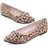 image:imageHee grand Pointed Toe Ballet Flats for Women Suede Rhinestones Chains Black Dress Shoes Comfort SlipOn LoafersLeopard Yellow