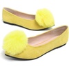 image:imageHee grand Pom Pom Ballet Flats for Women Suede Pointed Toe SlipOn Casual Comfortable Flat ShoesLemon Yellow