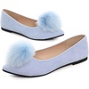 image:imageHee grand Pom Pom Ballet Flats for Women Suede Pointed Toe SlipOn Casual Comfortable Flat ShoesLight Blue
