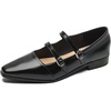 image:imageHee grand Retro Ankle Strap Buckle Mary Jane Shoes Women Pointed Toe PU Leather Low Heel Dress ShoesBlack