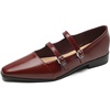 image:imageHee grand Retro Ankle Strap Buckle Mary Jane Shoes Women Pointed Toe PU Leather Low Heel Dress ShoesRed