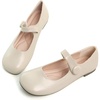 image:imageHee grand Retro Mary Jane Shoes for Women Cute Round Toe Buckle Ballet Flats Leather Dress Flats Soft Work FlatsApricot