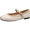 image:imageHee grand Square Toe Mary Jane Flats for Women Comfortable Ankle Buckle Ballet Flats PU Leather Dress Shoes539beige