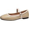 image:imageHee grand Square Toe Mary Jane Flats for Women Comfortable Ankle Buckle Ballet Flats PU Leather Dress Shoes539khaki