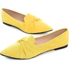 image:imageHee grand Women Fashion Bowknot Flats Comfort Pointed Toe Dress Shoes Slip On Ballet Shoes Driving Flats162yellowsuede