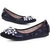 image:imageHee grand Women Foldable Ballet Flats Bling Rhinestones Soft Leather Pointy Toe Flats Sparkle Wedding Dress Shoes Comfort Slip on Loafers Big SizeAblack
