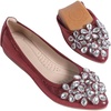 image:imageHee grand Women Foldable Ballet Flats Bling Rhinestones Soft Leather Pointy Toe Flats Sparkle Wedding Dress Shoes Comfort Slip on Loafers Big SizeAwine Red