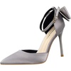 image:imageHee grand Women Heels Pointed Toe Pump Bow Knot Ankle Strap Stiletto Dress Sandals HighHeeled Wedding Party Pump020grey