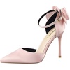 image:imageHee grand Women Heels Pointed Toe Pump Bow Knot Ankle Strap Stiletto Dress Sandals HighHeeled Wedding Party Pump020pink