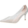 image:imageHee grand Women Heels Pointed Toe Rhinestone Transparent Stiletto High Heels Dress Pumps Wedding Party DressSilver