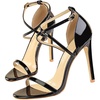 image:imageHee grand Women High Heels Sandals Sexy Open Toe Ankle Strap Fashion Stiletto Patent leather Wedding Party Dress HeelsBlack