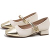 image:imageHee grand Women Low Heel Mary Jane Shoes Closed Square Toe Ankle Strap Buckle Chunky Block Heels Comfortable Low Heel Dress Shoes Pumps for OfficeBeige