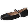 image:imageHee grand Women Mary Jane Flats Shoes Square Toe Satin Dress Shoes Comfortable Casual Ballet Flats461black