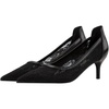 image:imageHee grand Women Mid Heels Pointed Toe Pump Small Heels Office Shoes for Work Sexy Mesh Lace Wedding Party Dress Shoes1black