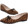 image:imageHee grand Womens BowKnot Ballet Flats Classic Pointy Toe Shallow Flats Casual SlipOn Loafers Comfort Walking Flats Faux Suede Dressy ShoesLeopard Brown