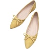 image:imageHee grand Womens BowKnot Ballet Flats Classic Pointy Toe Shallow Flats Casual SlipOn Loafers Comfort Walking Flats Faux Suede Dressy ShoesYellow