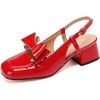 image:imageHee grand Womens Bowknot Chunky Block Mary Jane Shoes Closed Square Toe Slingback Sandals Comfortable Dress Shoes Big SizeRed