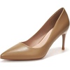 image:imageHee grand Womens Classic Pointed Toe Heel Pumps Fashion Candy Colors Patent Leather Heels Comfortable Mid Heel Work Shoes Stiletto Wedding Dress Shoes210brown
