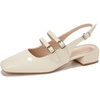 image:imageHee grand Womens Closed Square Toe Slingback Sandals Block Chunky Mary Jane Shoes Comfortable Dress Shoes for WorkBeige