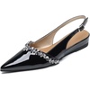 image:imageHee grand Womens Crystal Rhinestone Low Heel Dress Shoes for Wedding Closed Pointed Toe Slingback SandalsBlack