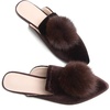 image:imageHee grand Womens Mules Bowknot Suede Comfortable Slip On Flats Closed Pointed Toe Backless Loafers Mules for Women003brownvelvet