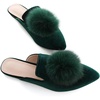 image:imageHee grand Womens Mules Bowknot Suede Comfortable Slip On Flats Closed Pointed Toe Backless Loafers Mules for Women003greenvelvet