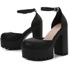 image:imageHee grand Womens Platform Heeled Sandals Closed Round Toe Ankle Buckle Strap Chunky High Heels Mary Janes Punk Style Pumps Fashion Party ShoesAblack