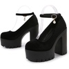 image:imageHee grand Womens Platform Heeled Sandals Closed Round Toe Ankle Buckle Strap Chunky High Heels Mary Janes Punk Style Pumps Fashion Party ShoesBblack Suede