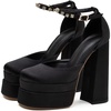 image:imageHee grand Womens Platform Heeled Sandals Closed Square Toe Ankle Buckle Strap Chunky High Heels Pumps Mary Janes Fashion Party Dress ShoesAblacksatin