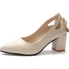 image:imageHee grand Womens Pointed Toe Block Heel Pumps Cutout SlipOn Dress Shoes Comfortable Work Heels with BowPuapricot