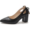 image:imageHee grand Womens Pointed Toe Block Heel Pumps Cutout SlipOn Dress Shoes Comfortable Work Heels with BowPublack