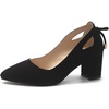 image:imageHee grand Womens Pointed Toe Block Heel Pumps Cutout SlipOn Dress Shoes Comfortable Work Heels with BowSuedeblack