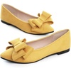 image:imageHee grand Womens Pointed Toe Flat Shoes Elegant Bow Knot Ballet Flats for Ladies Comfortable SlipOn LoafersYellow