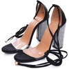 image:imageHee grand Womens Rhinestone Heels Gladiator Ankle Strappy High Heel Sandals Open Toe Chunky Dress Shoes for PartyBlack