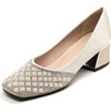 image:imageHee grand Womens Rhinestone Pearl Bow Square Toe Block Heel Pumps Slip On Chunky Low Heel Dress Shoes Comfortable Wedding Bridal Party Office Work Shoes for Ladies157apricot