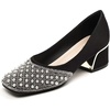 image:imageHee grand Womens Rhinestone Pearl Bow Square Toe Block Heel Pumps Slip On Chunky Low Heel Dress Shoes Comfortable Wedding Bridal Party Office Work Shoes for Ladies157black