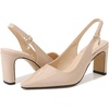 image:imageHee grand Womens Slingback Pointed Toe Chunky Heels Pumps Comfort Office Lady High Heeled Sandals Patent Leather Dress ShoesApricot