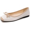 image:imageHee grand Womens Square Toe Ballet Flats with Bow Casual Comfortable SlipOn Ballerina Shoes Dressy Satin Flat Shoes472beige