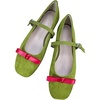image:imageHee grand Womens Square Toe Bowknot Mary Jane Shoes Ankle Strap Ballet Flats Comfortable Suede Dress ShoesMatcha Green