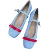 image:imageHee grand Womens Square Toe Bowknot Mary Jane Shoes Ankle Strap Ballet Flats Comfortable Suede Dress ShoesSky Blue