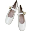 image:imageHee grand Womens Square Toe Mary Jane Shoes Ankle Strap Ballet Flats Comfortable PU Leather Dress ShoesBeige