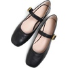 image:imageHee grand Womens Square Toe Mary Jane Shoes Ankle Strap Ballet Flats Comfortable PU Leather Dress ShoesBlack