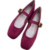 image:imageHee grand Womens Square Toe Mary Jane Shoes Ankle Strap Ballet Flats Comfortable Suede Dress ShoesWine Red