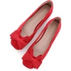 image:imageHee grand Womens Suede Ballet Flats Bow Knot Square Toe SlipOn Flat Shoes Comfortable Casual Work Office Dress ShoesRed