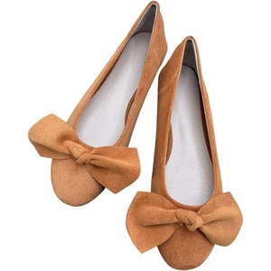 image:imageHEE grandWomens Bow Ballet Flats Round Toe Suede Slip On Dress Shoes Comfortable Flat Shoes for Wedding Party CasualAmber