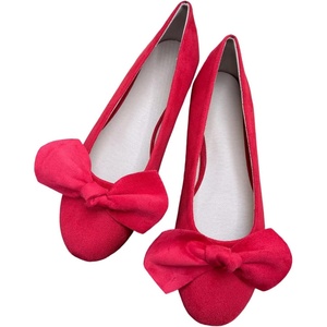 image:imageHEE grandWomens Bow Ballet Flats Round Toe Suede Slip On Dress Shoes Comfortable Flat Shoes for Wedding Party CasualBig Red