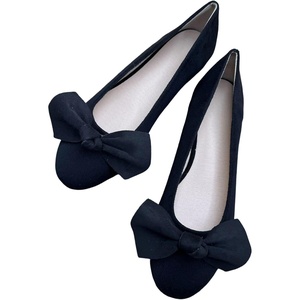 image:imageHEE grandWomens Bow Ballet Flats Round Toe Suede Slip On Dress Shoes Comfortable Flat Shoes for Wedding Party CasualBlack