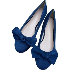 image:imageHEE grandWomens Bow Ballet Flats Round Toe Suede Slip On Dress Shoes Comfortable Flat Shoes for Wedding Party CasualBlue