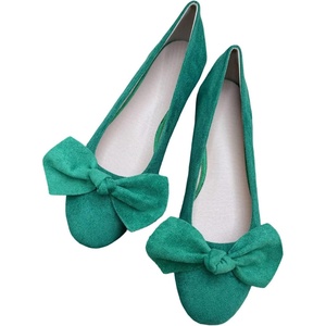 image:imageHEE grandWomens Bow Ballet Flats Round Toe Suede Slip On Dress Shoes Comfortable Flat Shoes for Wedding Party CasualGrass Green